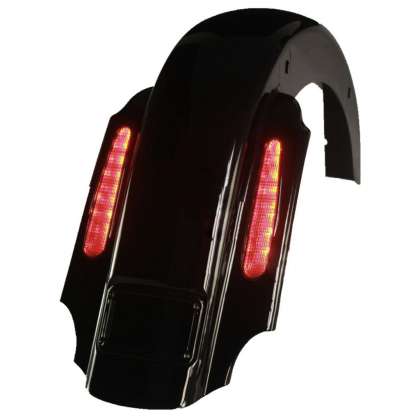 1997-2008 CVO STYLE REAR FENDER FOR HARLEY TOURING MODELS Vivid Black Dual Exhaust: click to enlarge