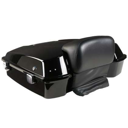 Harley Touring '97-'13 Chopped Tour Pack w/ Chopped Backrest - Vivid Black: click to enlarge