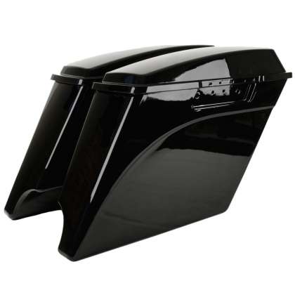 Stretched Saddlebags 4" Extended Harley '94-'13 Touring - Unpainted Dual Exhaust: click to enlarge
