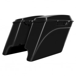 Stretched Saddlebags 4" Extended Harley '94-'13 Touring - Color Matched Dual Exhaust: click to enlarge